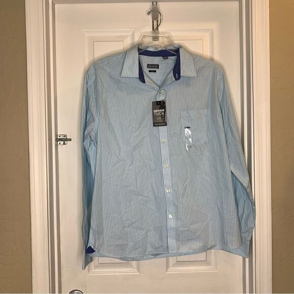 Van Heusen Light Stripe Button Down Shirt Size XL Slim Fit - Picture 3 of 10